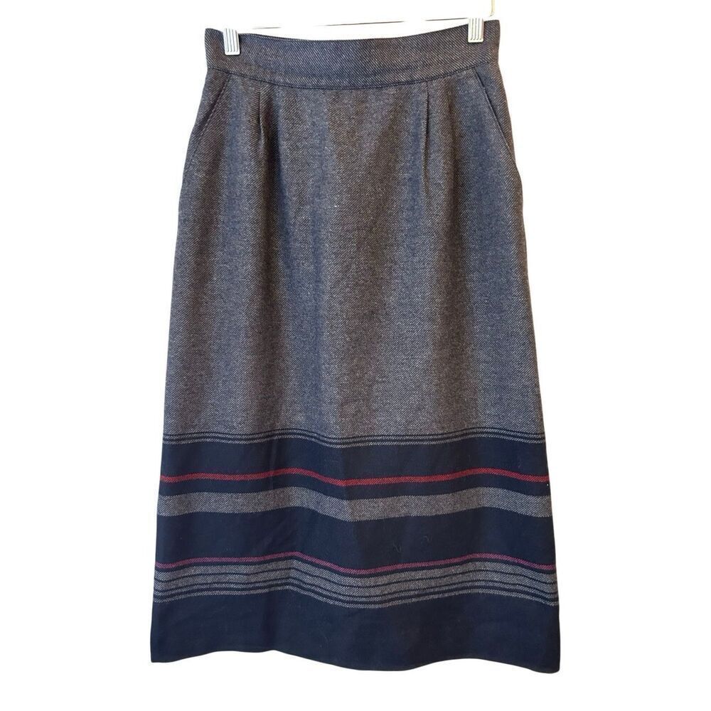 VTG Y2K Jones New York Tweed Blanket Midi Skirt Wool Sz 8 runs like 4